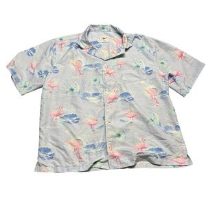 Spicy Tuna Flamingo Print Short Sleeve Shirt XL